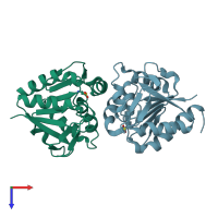 PDB entry 4y0n coloured by chain, top view.