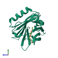 PDB entry 4y0q coloured by chain, side view.