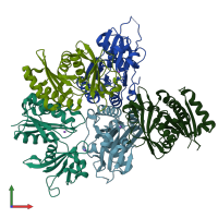 PDB entry 4y0w coloured by chain, front view.