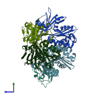 PDB entry 4y0w coloured by chain, side view.