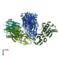 PDB entry 4y0w coloured by chain, top view.