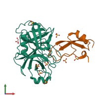 PDB entry 4y0z coloured by chain, front view.