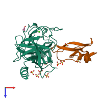 PDB entry 4y10 coloured by chain, top view.