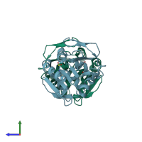 PDB entry 4y1f coloured by chain, side view.