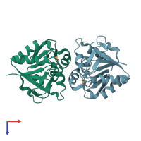PDB entry 4y1f coloured by chain, top view.