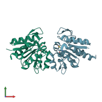 PDB entry 4y1g coloured by chain, front view.