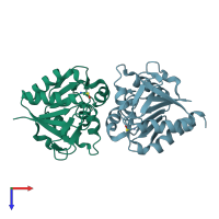 PDB entry 4y1g coloured by chain, top view.