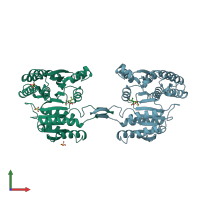 PDB entry 4y1p coloured by chain, front view.