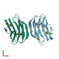 PDB entry 4y1u coloured by chain, front view.