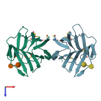 PDB entry 4y1v coloured by chain, top view.