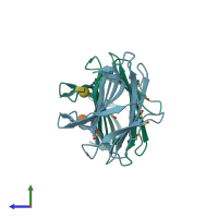 PDB entry 4y1y coloured by chain, side view.