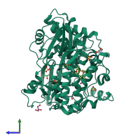 PDB entry 4y2a coloured by chain, side view.