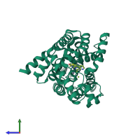 PDB entry 4y2b coloured by chain, side view.