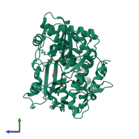 PDB entry 4y2c coloured by chain, side view.