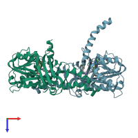 PDB entry 4y2h coloured by chain, top view.