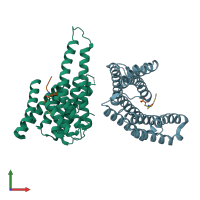 PDB entry 4y32 coloured by chain, front view.