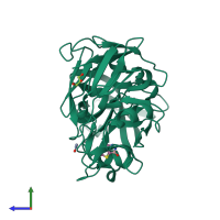 PDB entry 4y37 coloured by chain, side view.
