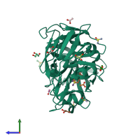 PDB entry 4y38 coloured by chain, side view.