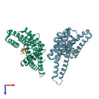 PDB entry 4y3b coloured by chain, top view.