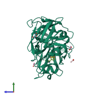 PDB entry 4y3d coloured by chain, side view.