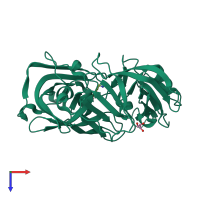 Monomeric assembly 1 of PDB entry 4y3g coloured by chemically distinct molecules, top view.