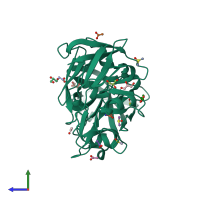 PDB entry 4y3j coloured by chain, side view.
