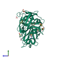 PDB entry 4y3l coloured by chain, side view.