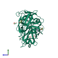 PDB entry 4y3m coloured by chain, side view.