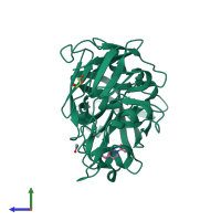 PDB entry 4y3n coloured by chain, side view.