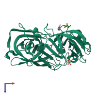PDB entry 4y43 coloured by chain, top view.