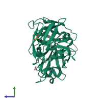 PDB entry 4y44 coloured by chain, side view.