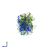 PDB entry 4y4l coloured by chain, side view.