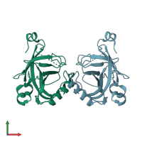 PDB entry 4y4q coloured by chain, front view.