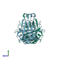 PDB entry 4y4q coloured by chain, side view.