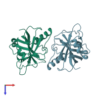 PDB entry 4y4q coloured by chain, top view.