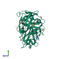 PDB entry 4y4t coloured by chain, side view.