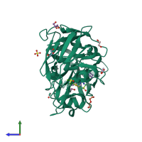 PDB entry 4y4w coloured by chain, side view.