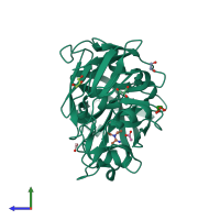 PDB entry 4y4z coloured by chain, side view.