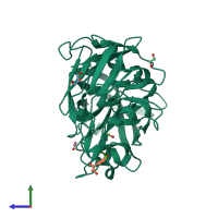 PDB entry 4y54 coloured by chain, side view.