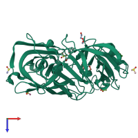 PDB entry 4y58 coloured by chain, top view.