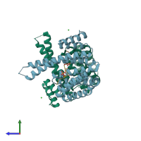 PDB entry 4y5i coloured by chain, side view.