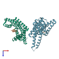 PDB entry 4y5i coloured by chain, top view.