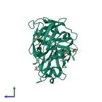PDB entry 4y5k coloured by chain, side view.