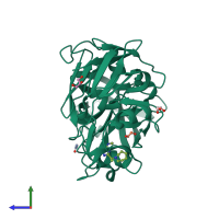 PDB entry 4y5n coloured by chain, side view.