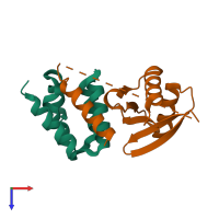 PDB entry 4y5o coloured by chain, top view.