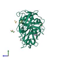 PDB entry 4y5p coloured by chain, side view.