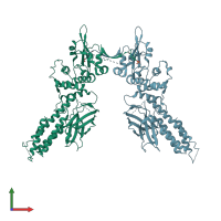 PDB entry 4y5u coloured by chain, front view.
