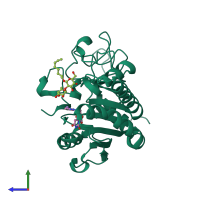 PDB entry 4y63 coloured by chain, side view.