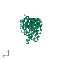 PDB entry 4y6c coloured by chain, side view.