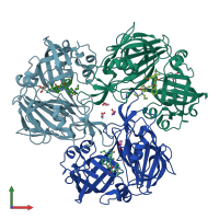 PDB entry 4y6m coloured by chain, front view.